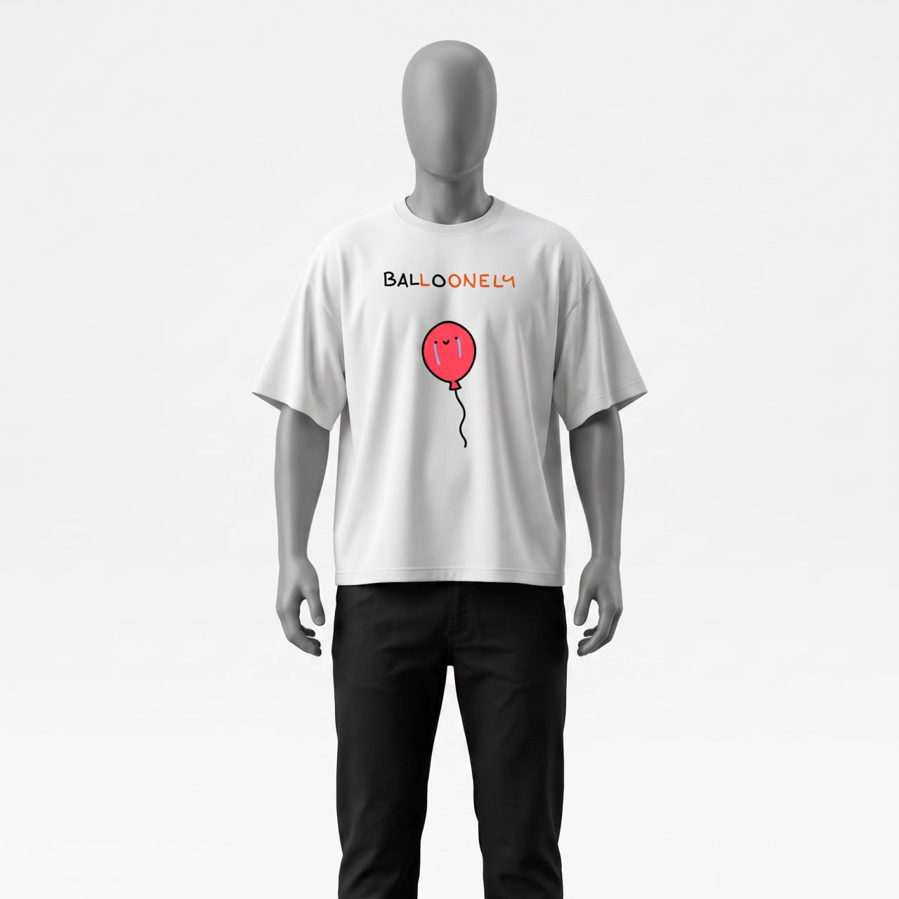 تیشرت سفید طرح بادکنک تنها کد 69324 - Image 3